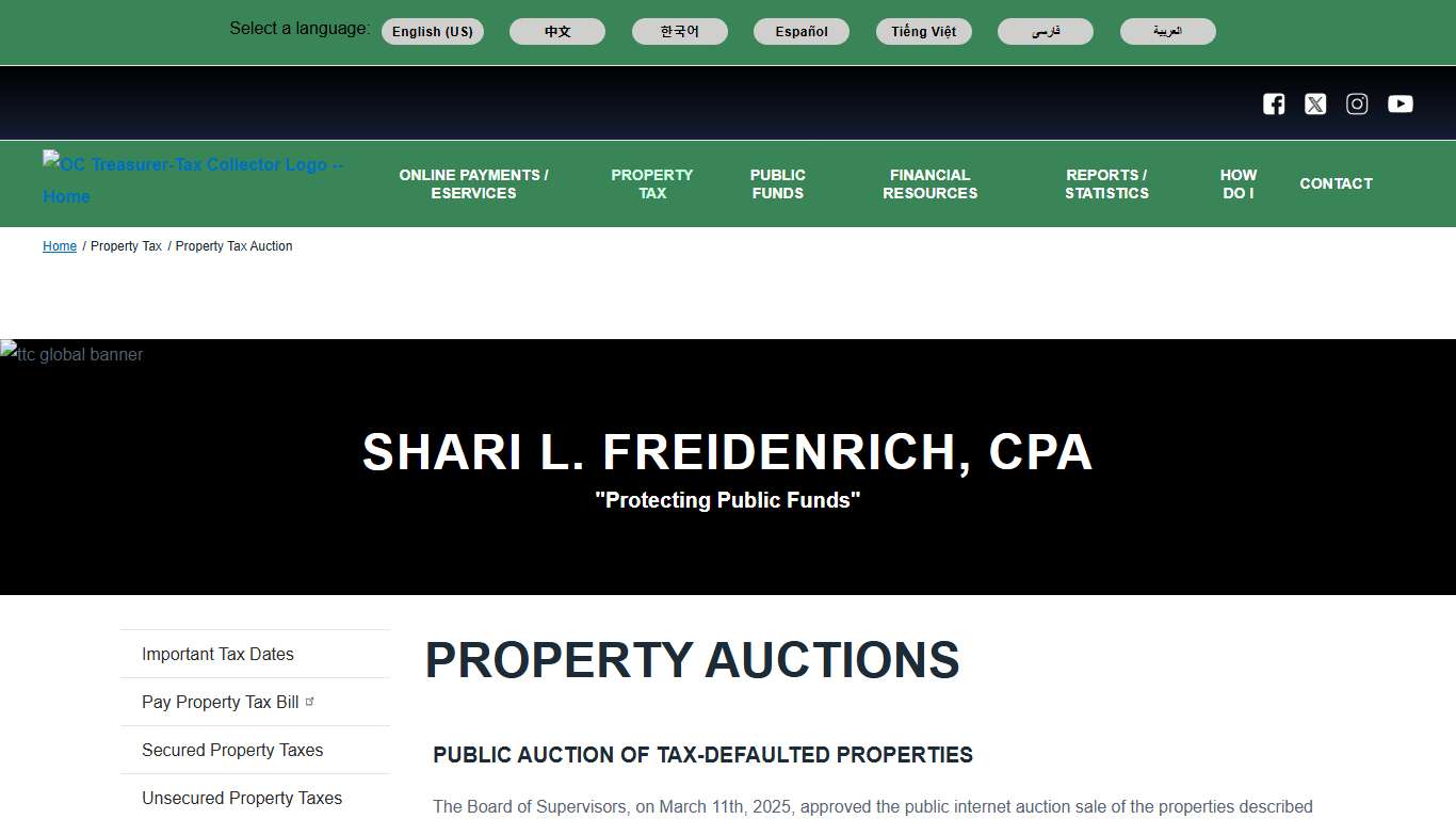 Property Auctions OC Treasurer-Tax Collector