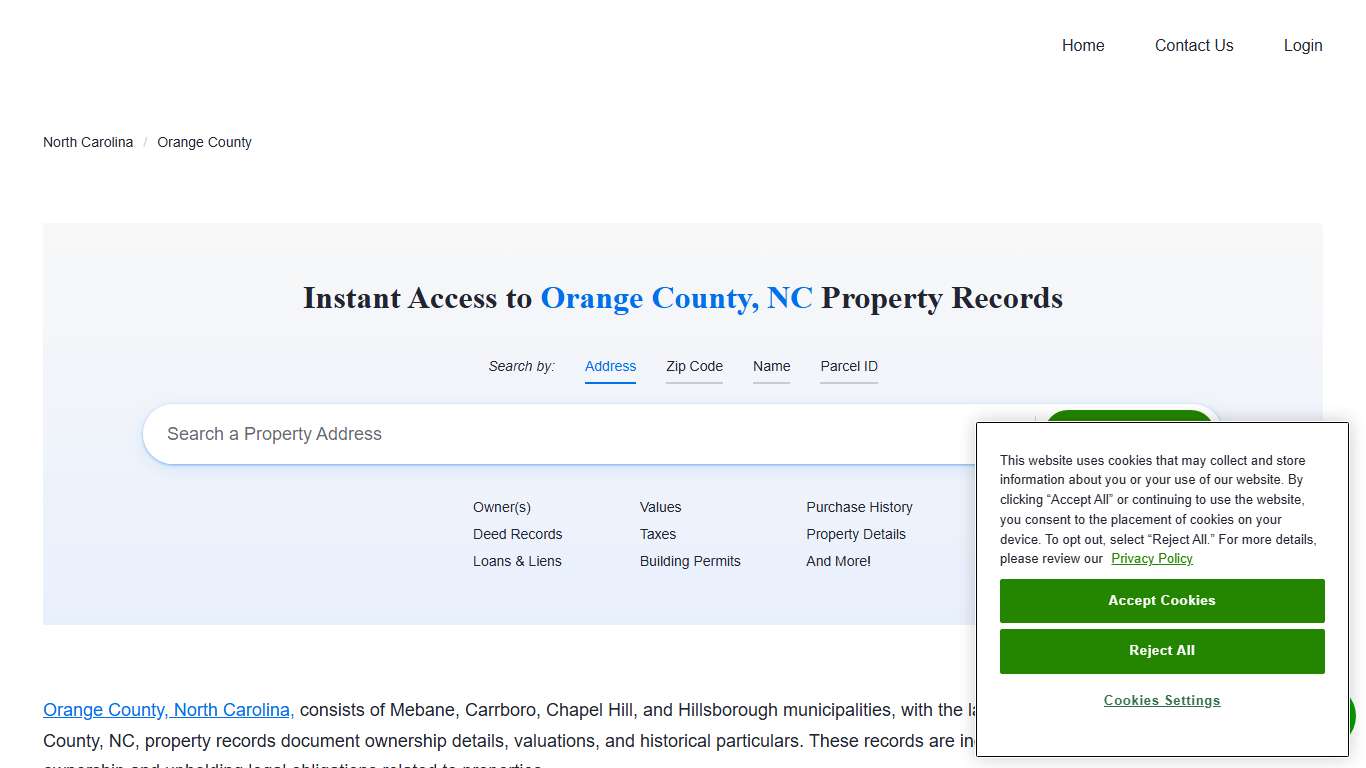 Orange County, NC Property Records Owners, Deeds, Permits