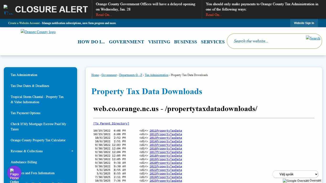 Property Tax Data Downloads Orange County, NC